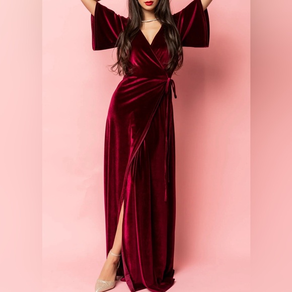 Baltic Born Dresses & Skirts - 🩶 Meghan Velvet Wrap Maxi Dress